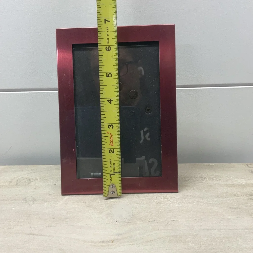 Burgundy Red Brushed Metal Picture Frame 5x7 Tabletop Wall Mount Modern Decor